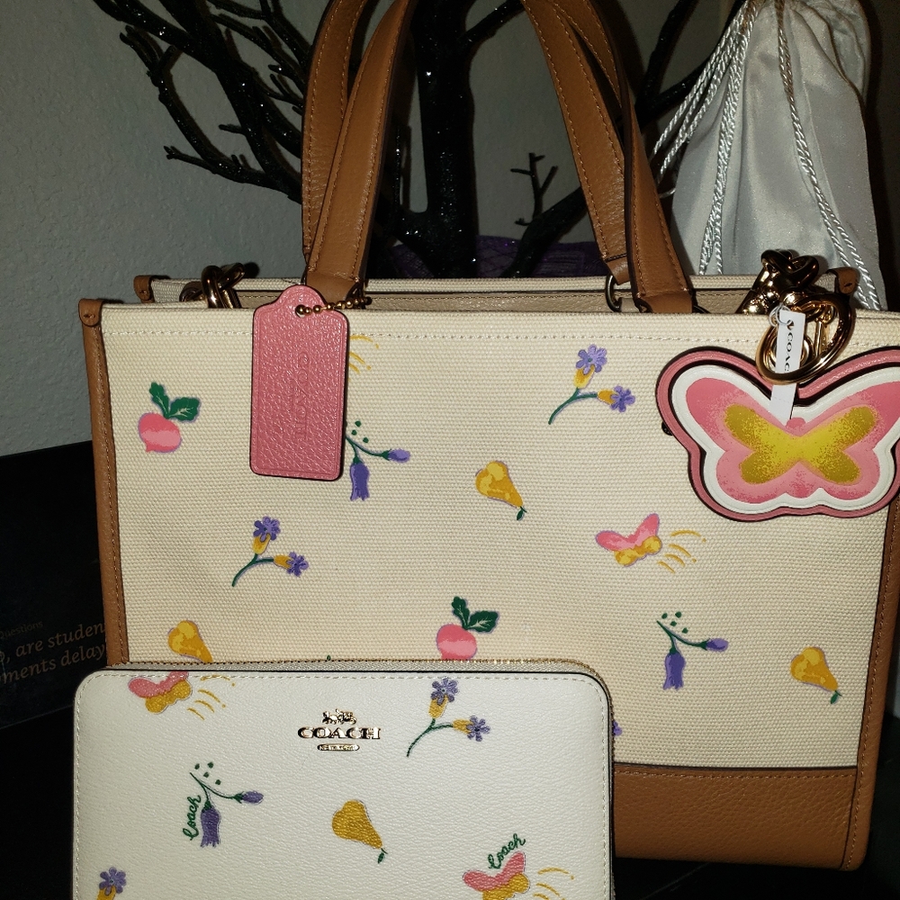 NWT-COACH - DREAMY VEGGIE - Dempsey Caryall, Wallet & BUTTERFLY CHARM BUNDLE!